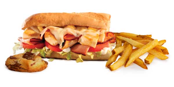 Grilled chicken cordon bleu sub kids meal
