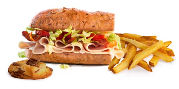 Grilled or cold turkey bacon ranch Ssub kids meal